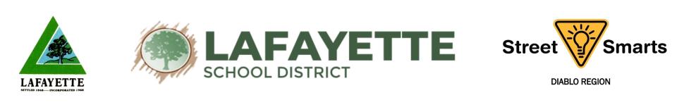 Logos of City of Lafayette - Lafayette School District - Street Smarts Diablo